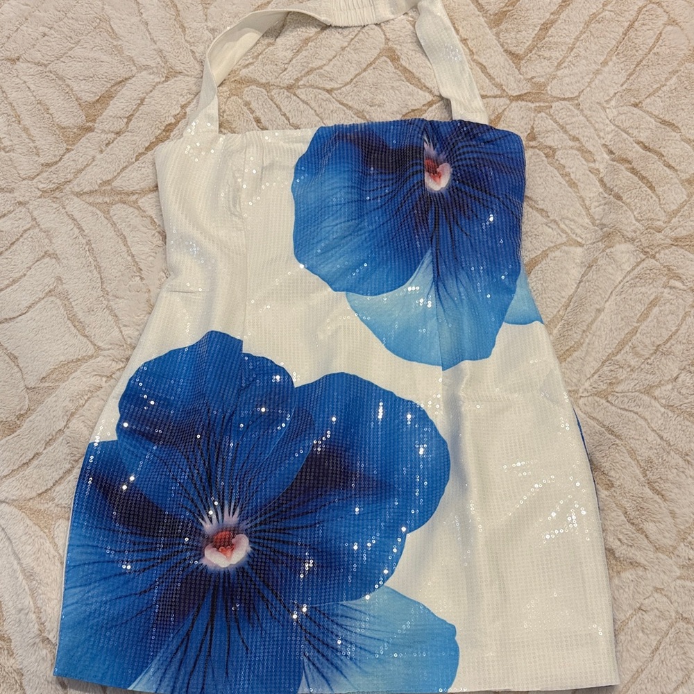 Blue Floral Mini Dress